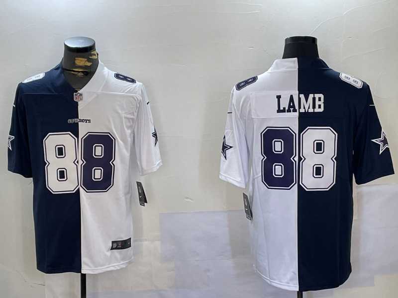 Men%27s Dallas Cowboys #88 CeeDee Lamb Navy And White Split Stitched Jersey Dzhi